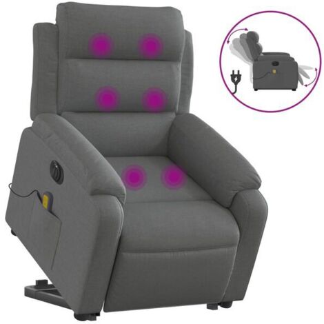 Fauteuil inclinable de massage électrique en tissu gris foncé
