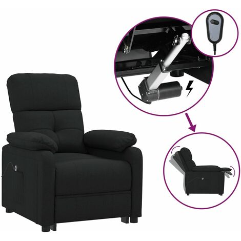 Fauteuil inclinable de massage électrique, Fauteuil de relaxation confort détente, Chaise de Salle de Séjour Noir Tissu ZSD99088