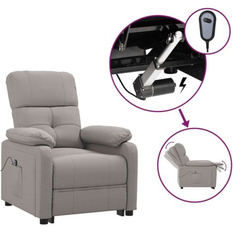 Fauteuil inclinable de massage électrique, Fauteuil de relaxation confort détente, Chaise de Salle de Séjour Taupe Tissu ZSD93583