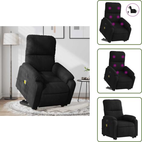 Fauteuil inclinable de massage électrique noir tissu microfibre - Fauteuil Inclinable - Fauteuil Massant - Fauteuil Relax - Fauteuil Électrique - Fauteuil Senior