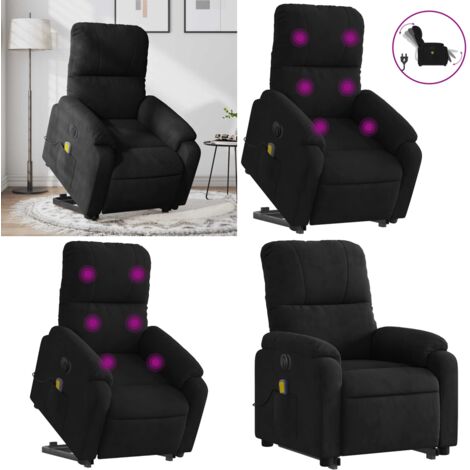 Fauteuil inclinable de massage électrique noir tissu microfibre - Fauteuil Inclinable - Fauteuil Massant - Fauteuil Relax - Fauteuil Électrique - Fauteuil Senior - Home & Living