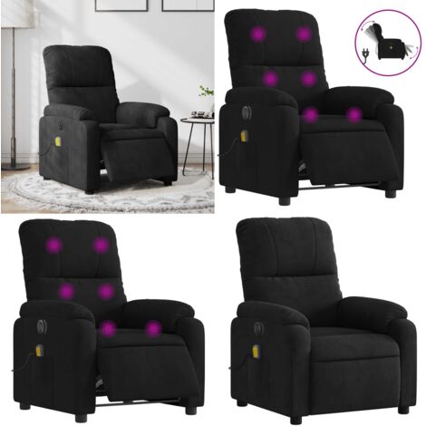 Fauteuil inclinable de massage électrique noir tissu microfibre - Fauteuil Inclinable - Fauteuil Massant - Relaxation - Massage Électrique - Chaise Relaxante - Home & Living