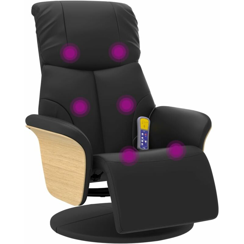 Vidaxl - Fauteuil inclinable de massage repose-pieds noir similicuir