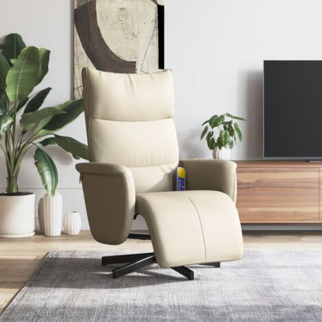 Fauteuil De Massage Inclinable électrique - Similicuir Crème, 6 Points De Vibration, Charge 110 Kg