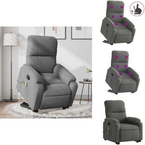 Fauteuil inclinable de massage gris foncé tissu microfibre - Fauteuil Inclinable - Fauteuil Massant - Fauteuil Relax - Chaise Ergonomique - Chaise De Relaxation