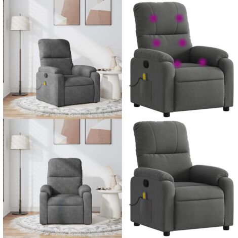 Fauteuil inclinable de massage gris foncé tissu microfibre - Fauteuil Inclinable - Fauteuil Massant - Relaxation - Confort - Chaise Relaxante - Home & Living