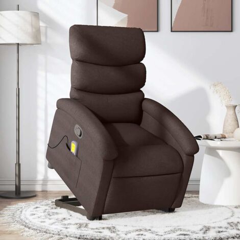Fauteuil inclinable de massage Marron foncé Tissu vidaXL