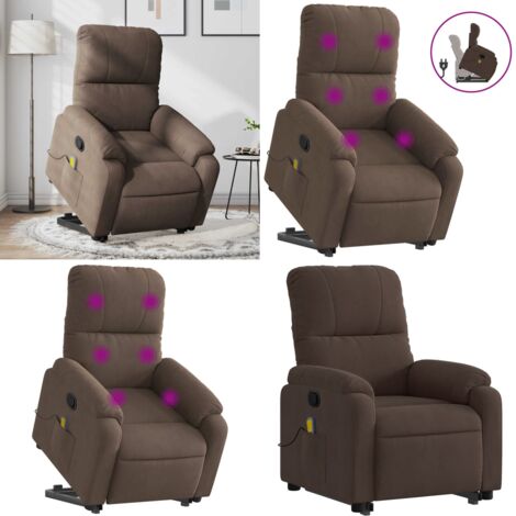 Fauteuil inclinable de massage marron tissu microfibre - Fauteuil Inclinable - Fauteuil Massant - Fauteuil Relax - Fauteuil Ergonomique - Fauteuil Senior - Home & Living