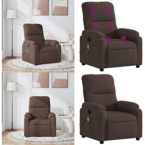 Fauteuil inclinable de massage marron tissu microfibre - Fauteuil Inclinable - Fauteuil Massant - Relaxation - Confort - Chaise Relaxante - Home & Living