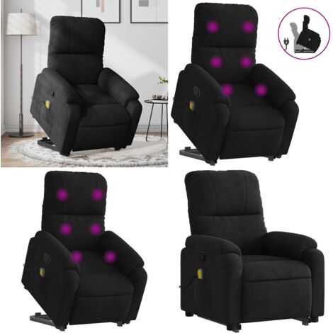 Fauteuil inclinable de massage noir tissu microfibre - Fauteuil Inclinable - Fauteuil Massant - Fauteuil Relax - Fauteuil Ergonomique - Fauteuil Senior - Home & Living