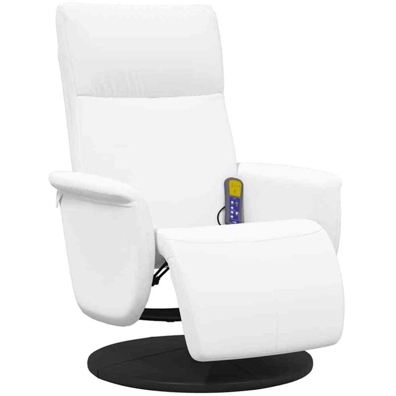 Vidaxl - Fauteuil inclinable de massage repose-pieds blanc similicuir