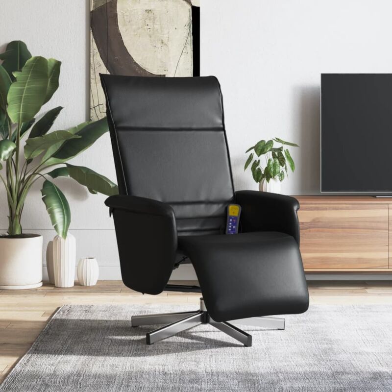Fauteuil inclinable de massage repose-pieds noir similicuir vidaXL