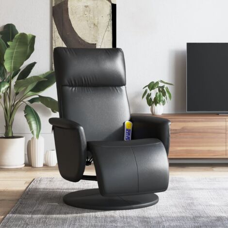 Fauteuil inclinable de massage repose-pieds noir similicuir vidaXL