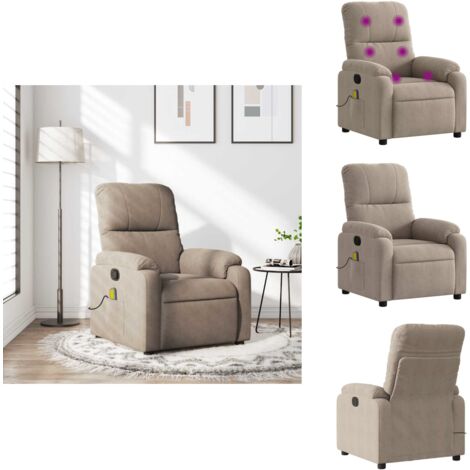Fauteuil inclinable de massage taupe tissu microfibre - Fauteuil De Massage Inclinable - Fauteuils De Massage Inclinables - Fauteuil De Massage - Fauteuil De Bureau De Massage