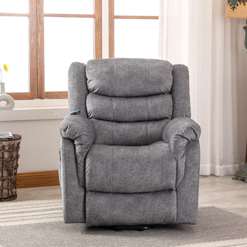 Redom - Fauteuil inclinable à massage électrique avec chaleur et vibrations pour personnes âgées, Canapé en tissu antidérapant, gris