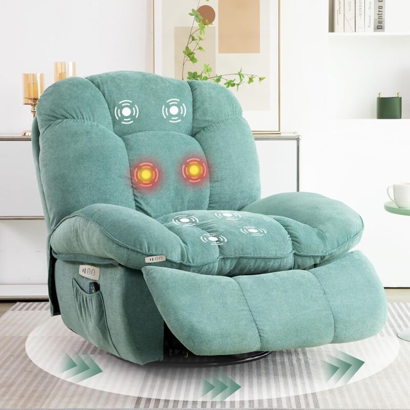Fauteuil inclinable électrique avec fonction de massage et de chauffage, adapté au salon, à la chambre à coucher