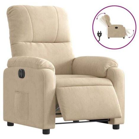 Fauteuil inclinable électrique beige, tissu en microfibre