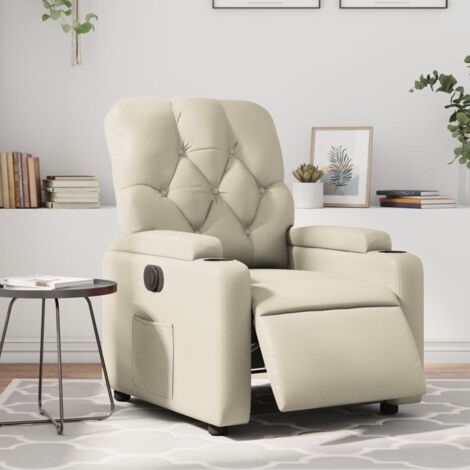 Fauteuil inclinable électrique-Chaise de relaxation-Fauteuil Relax Crème Similicuir 352222