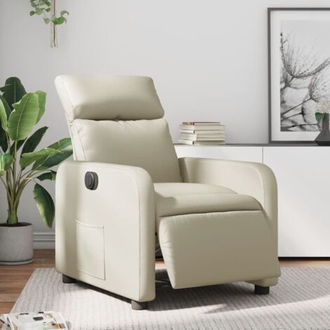 Fauteuil inclinable électrique-Chaise de relaxation-Fauteuil Relax Crème Similicuir 812641
