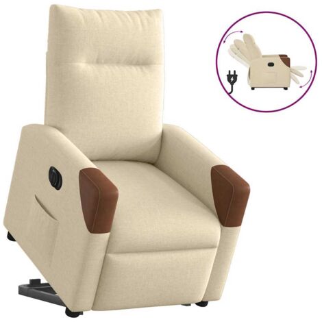 Fauteuil inclinable électrique-Chaise de relaxation-Fauteuil Relax crème tissu 275697
