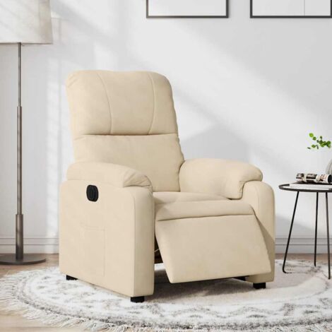 Fauteuil inclinable électrique-Chaise de relaxation-Fauteuil Relax crème tissu microfibre 188057