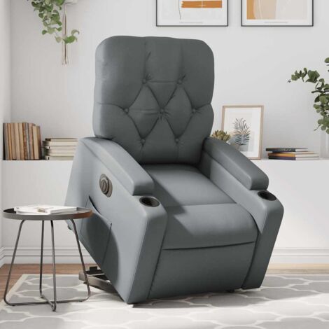 Fauteuil inclinable électrique-Chaise de relaxation-Fauteuil Relax gris similicuir 178254