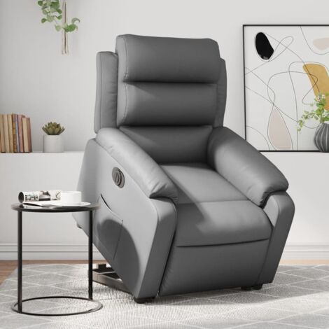 Fauteuil inclinable électrique-Chaise de relaxation-Fauteuil Relax gris similicuir 578540