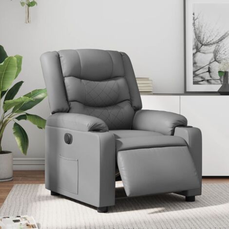 Fauteuil inclinable électrique-Chaise de relaxation-Fauteuil Relax Gris Similicuir 579321