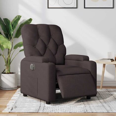 Fauteuil inclinable électrique-Chaise de relaxation-Fauteuil Relax Marron foncé Tissu 396922