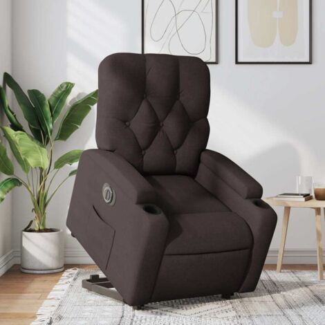 Fauteuil inclinable électrique-Chaise de relaxation-Fauteuil Relax marron foncé tissu 527601