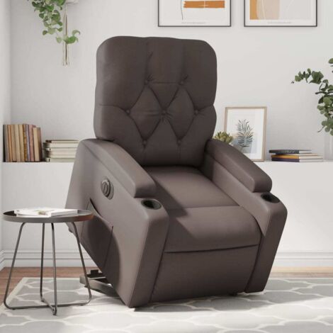 Fauteuil inclinable électrique-Chaise de relaxation-Fauteuil Relax marron similicuir 205221