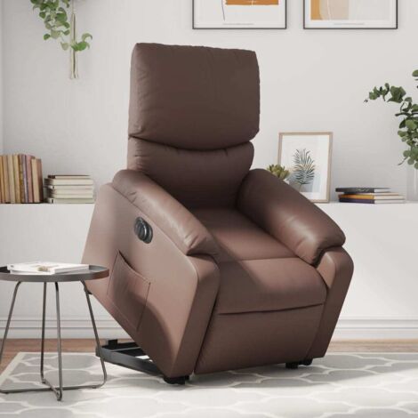 Fauteuil inclinable électrique-Chaise de relaxation-Fauteuil Relax marron similicuir 409824