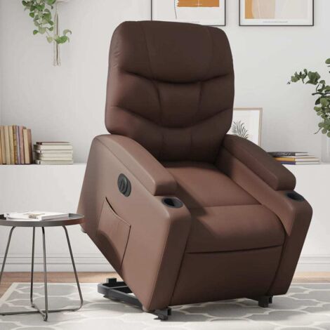 Fauteuil inclinable électrique-Chaise de relaxation-Fauteuil Relax marron similicuir 412678
