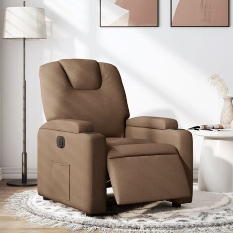 Fauteuil inclinable électrique-Chaise de relaxation-Fauteuil Relax Marron Tissu 204658