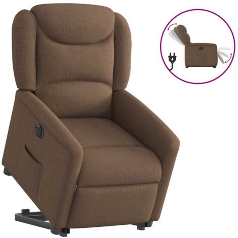 Fauteuil inclinable électrique-Chaise de relaxation-Fauteuil Relax marron tissu 409313