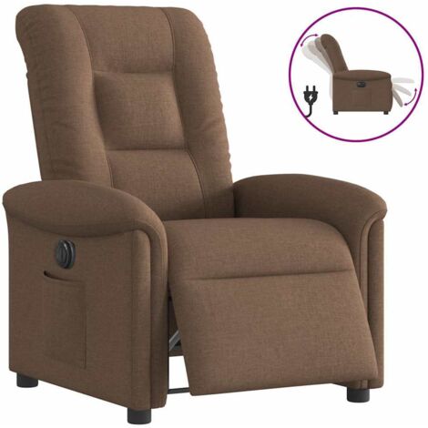 Fauteuil inclinable électrique-Chaise de relaxation-Fauteuil Relax Marron Tissu 447143