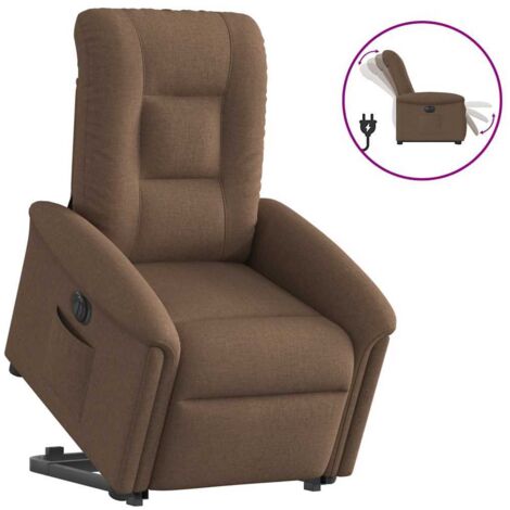 Fauteuil inclinable électrique-Chaise de relaxation-Fauteuil Relax marron tissu 570704