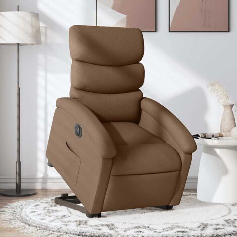 Fauteuil inclinable électrique-Chaise de relaxation-Fauteuil Relax marron tissu 747678