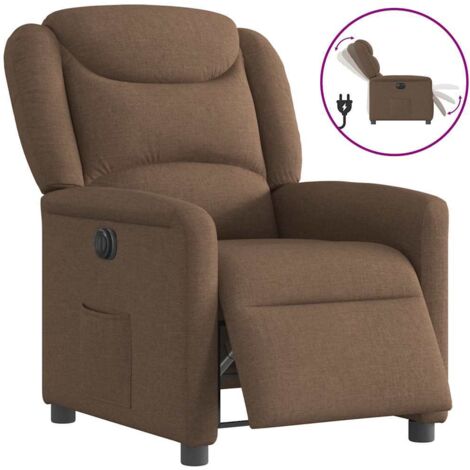 Fauteuil inclinable électrique-Chaise de relaxation-Fauteuil Relax Marron Tissu 960765