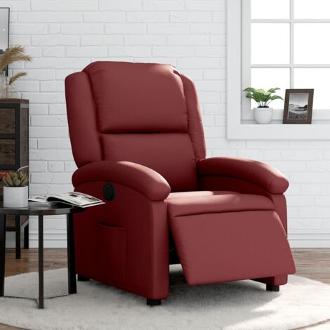 Fauteuil inclinable électrique-Chaise de relaxation-Fauteuil Relax Rouge bordeaux Similicuir 117274