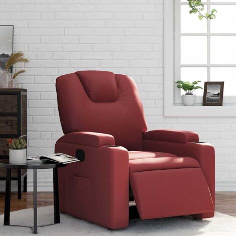 Fauteuil inclinable électrique-Chaise de relaxation-Fauteuil Relax Rouge bordeaux Similicuir 137648