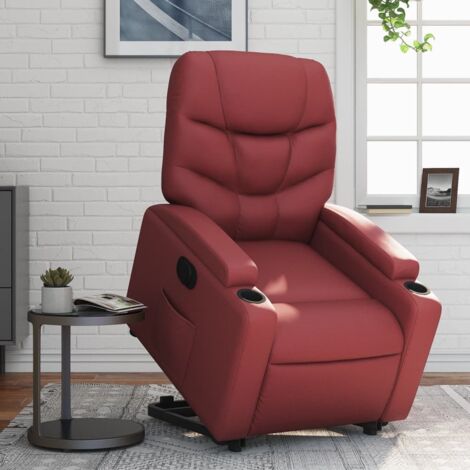 Fauteuil inclinable électrique-Chaise de relaxation-Fauteuil Relax rouge bordeaux similicuir 201107