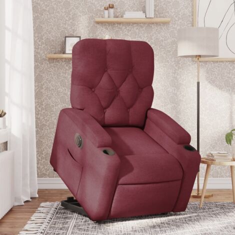 Fauteuil inclinable électrique-Chaise de relaxation-Fauteuil Relax rouge bordeaux tissu 791444