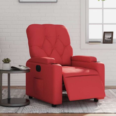 Fauteuil inclinable électrique-Chaise de relaxation-Fauteuil Relax Rouge Similicuir 107400