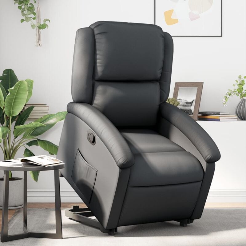 Vidaxl - Fauteuil inclinable noir cuir véritable
