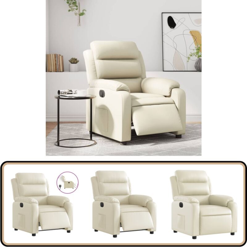 Vidaxl - Fauteuil inclinable électrique Crème Similicuir - Fauteuil Inclinable Électrique - Fauteuil Relax - Chaise Ergonomique - Fauteuil