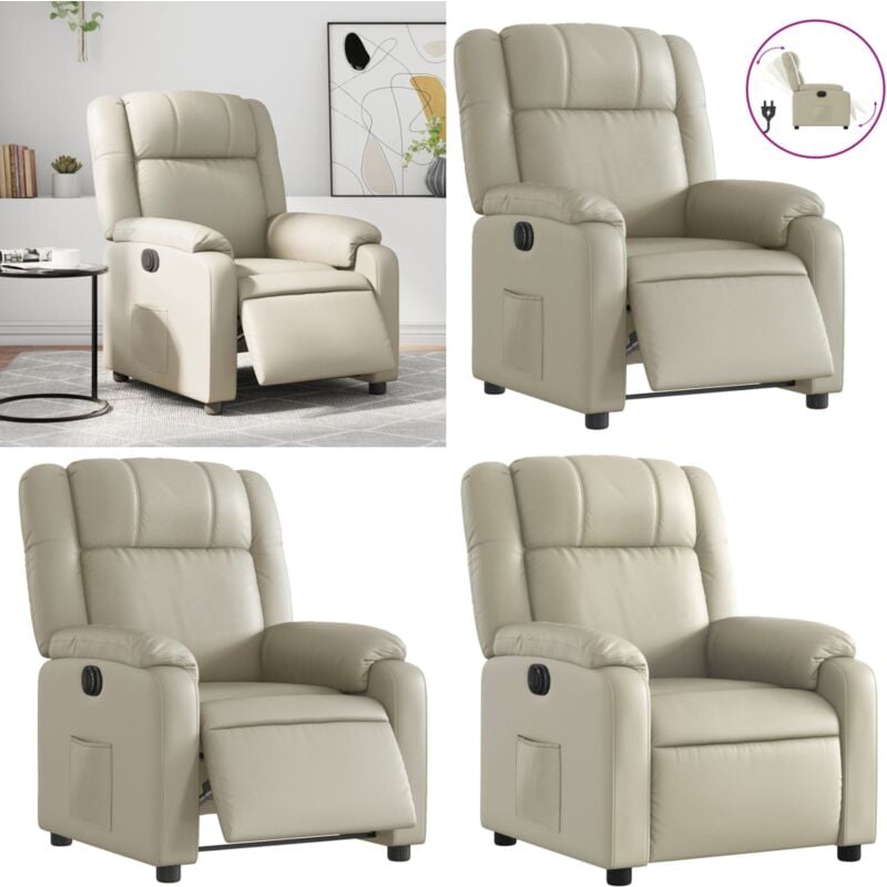 Vidaxl - Fauteuil inclinable électrique Crème Similicuir - Fauteuil Inclinable Électrique - Fauteuil Relax - Chaise Ergonomique - Fauteuil