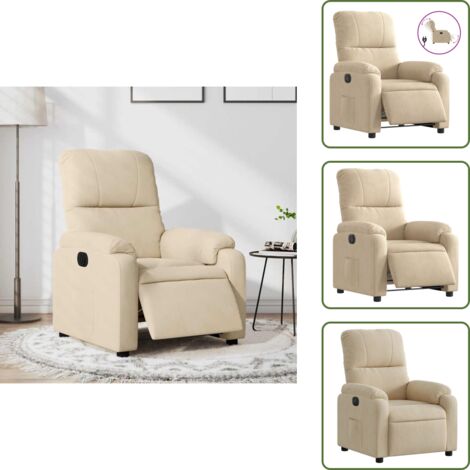Fauteuil inclinable électrique crème tissu microfibre - Fauteuil Inclinable Électrique - Fauteuils Inclinables Électriques - Fauteuil Électrique Pour Personnes Âgées - Fauteuil Électrique