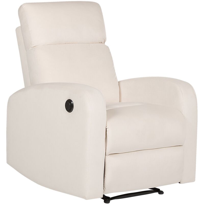 Beliani - Fauteuil Inclinable Electrique de Relaxation Moderne en Velours Blanc Verdal