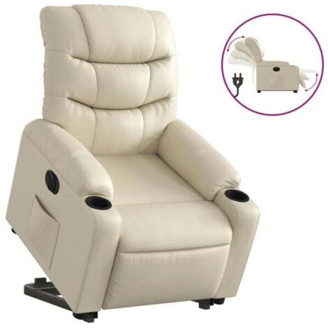Fauteuil inclinable électrique en similicuir beige